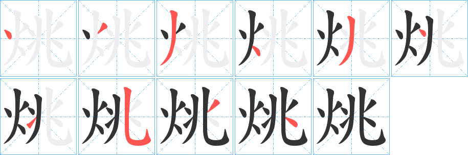 烑字的笔顺分步演示