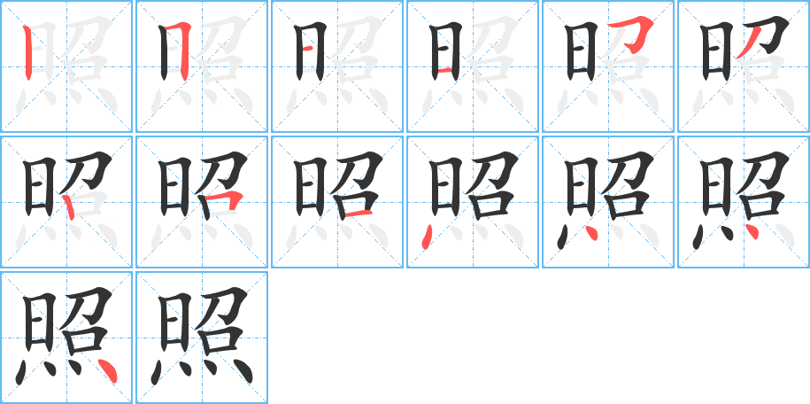 照字的笔顺分步演示