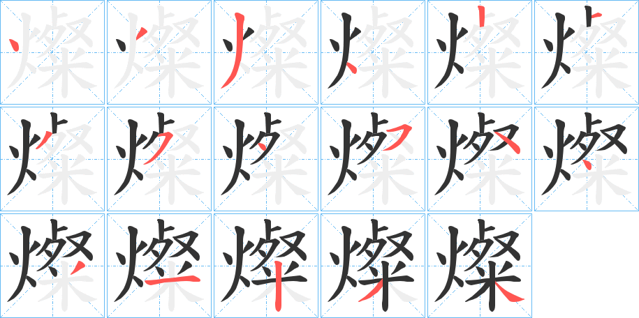 燦字的笔顺分步演示