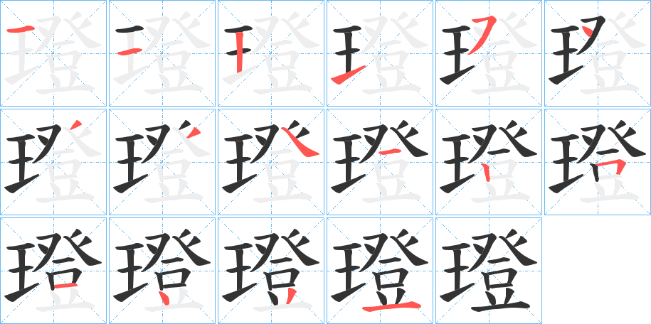 璒字的笔顺分步演示