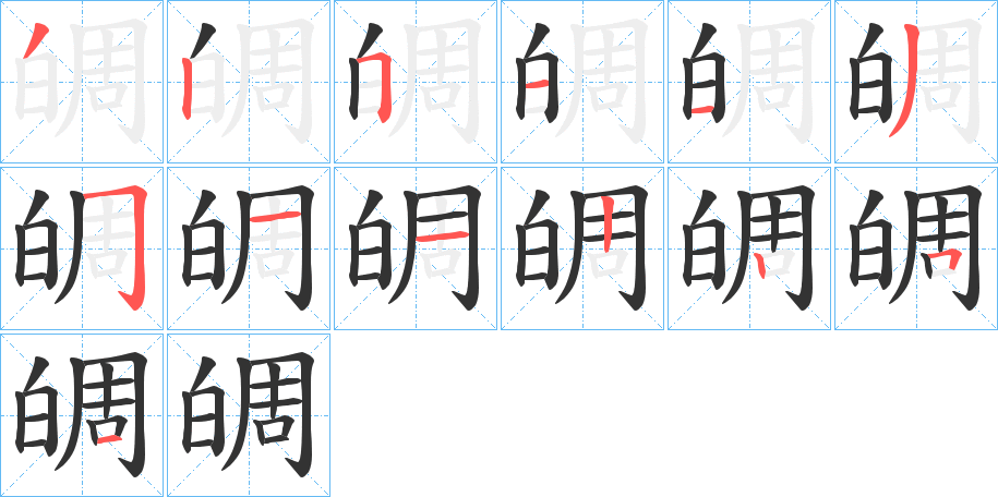 皗字的笔顺分步演示