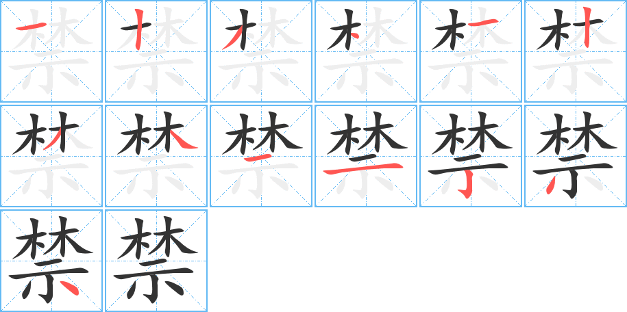 禁字的笔顺分步演示