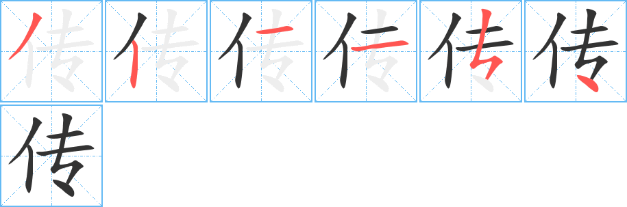 传字的笔顺分步演示