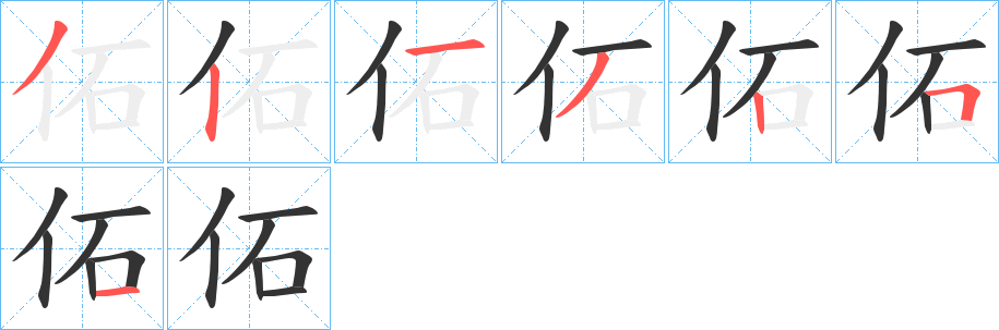 佦字的笔顺分步演示