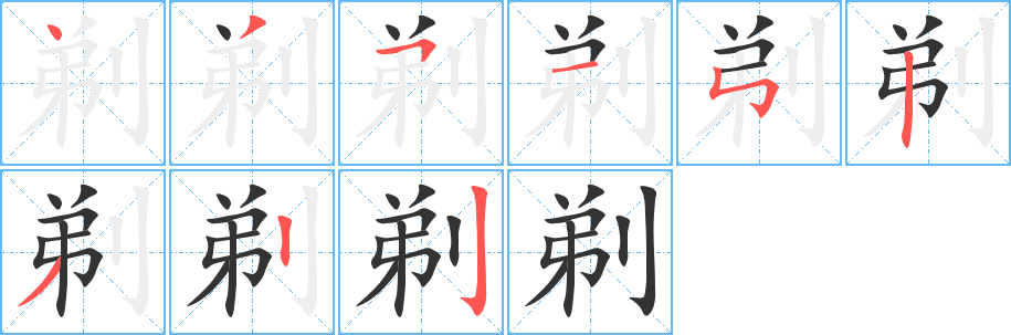 剃字的笔顺分步演示