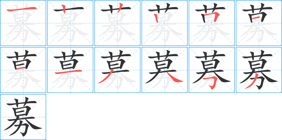 募字的笔顺分步演示