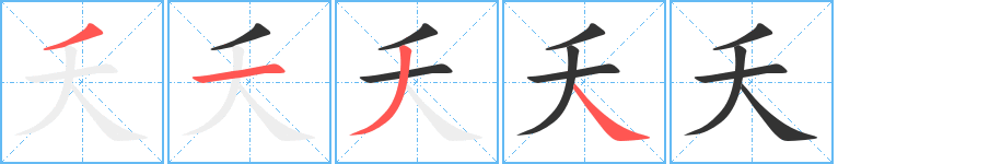 夭字的笔顺分步演示