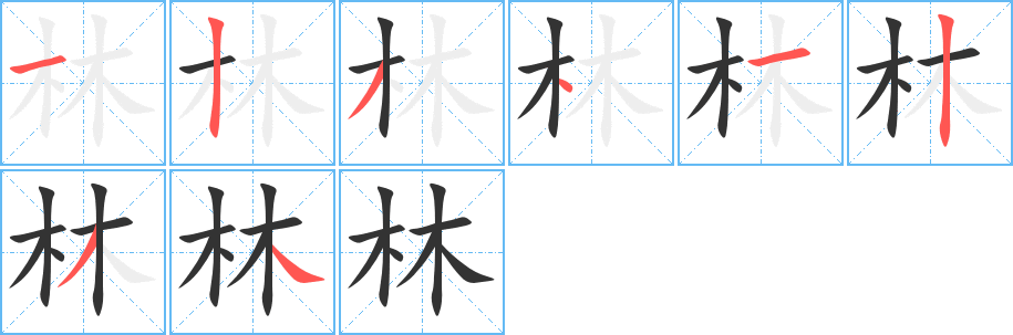 林字的笔顺分步演示