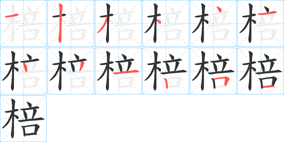 棓字的笔顺分步演示