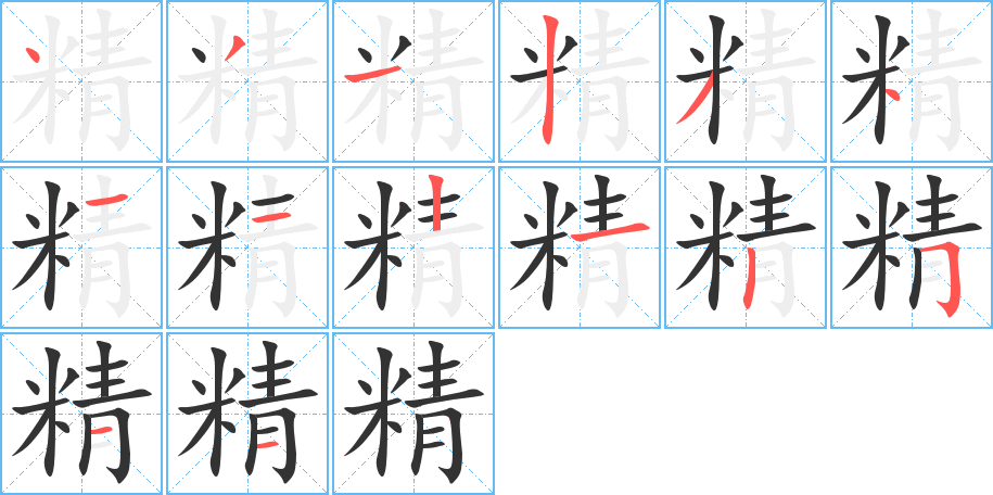 精字的笔顺分步演示