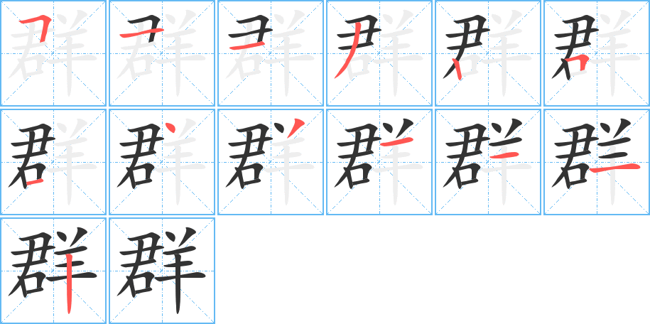 群字的笔顺分步演示