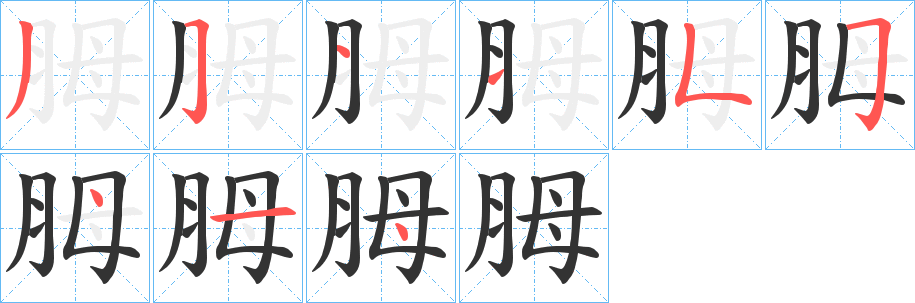 胟字的笔顺分步演示