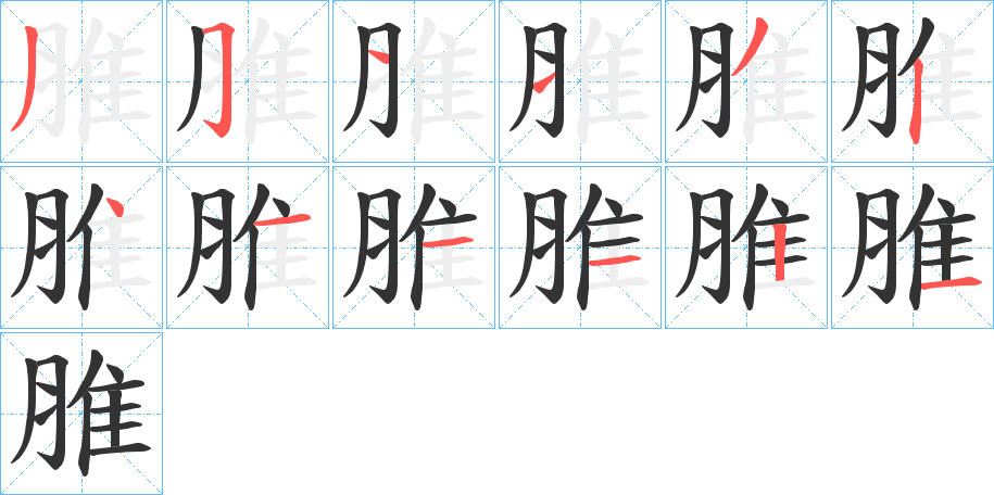 脽字的笔顺分步演示