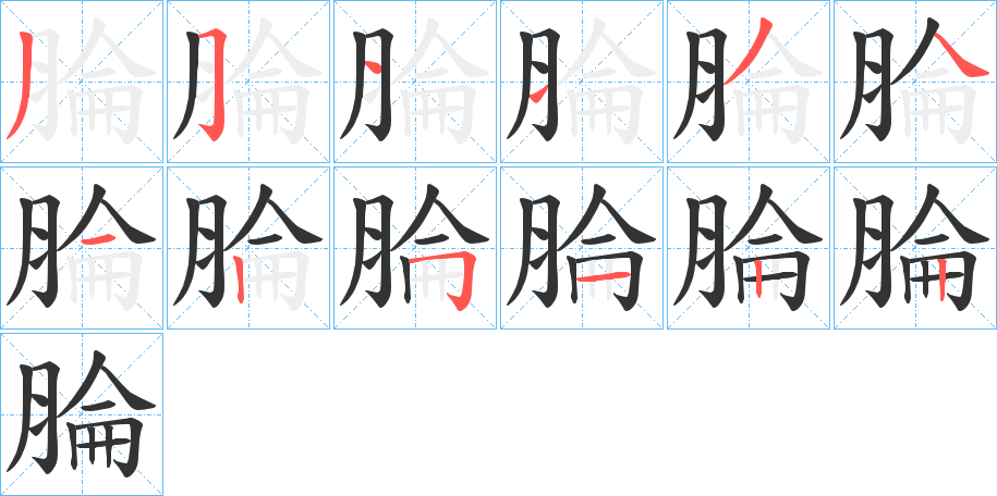 腀字的笔顺分步演示