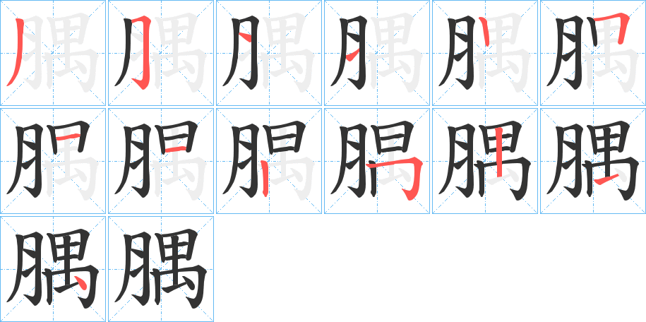 腢字的笔顺分步演示