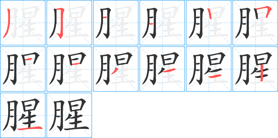 腥字的笔顺分步演示