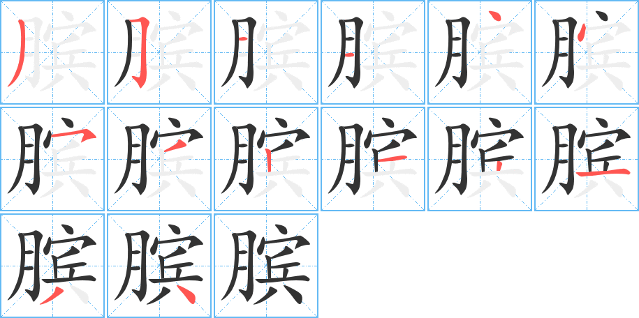 膑字的笔顺分步演示