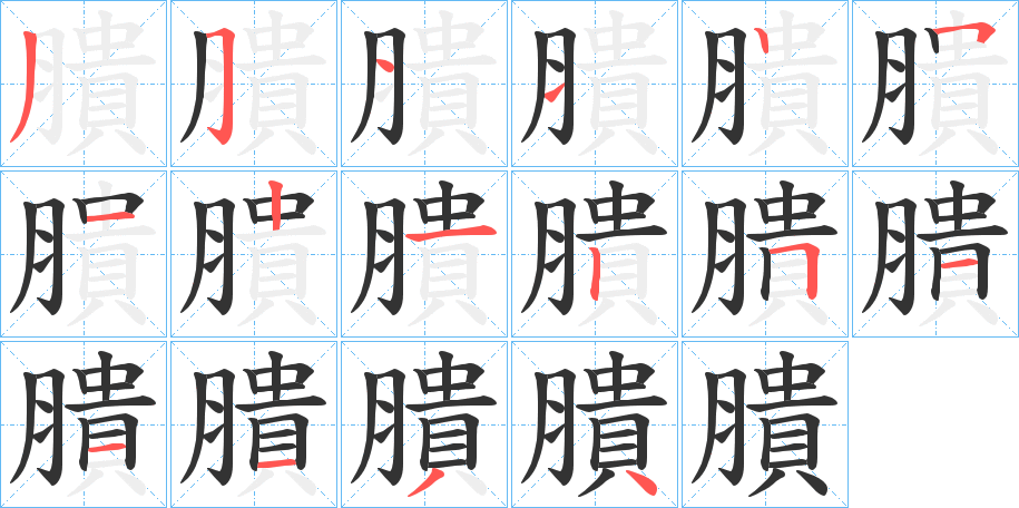 膭字的笔顺分步演示