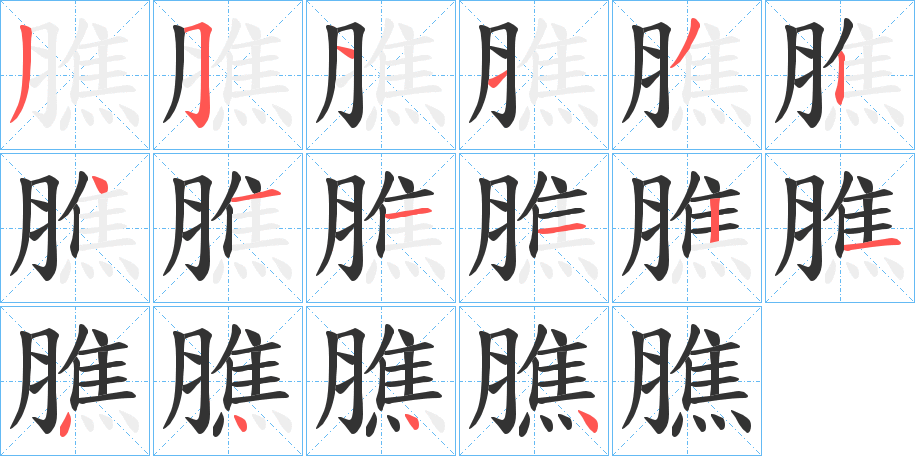 膲字的笔顺分步演示