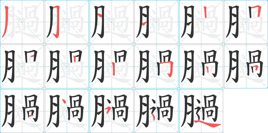 膼字的笔顺分步演示