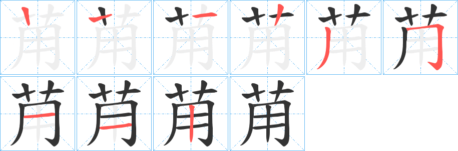 苚字的笔顺分步演示