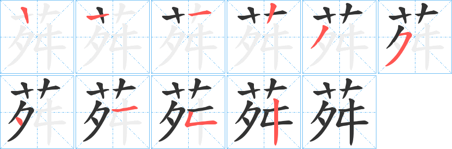 荈字的笔顺分步演示