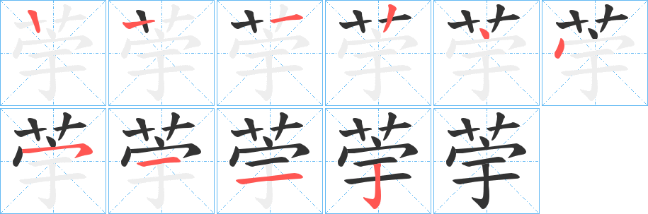 荢字的笔顺分步演示