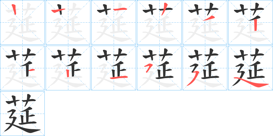 莚字的笔顺分步演示