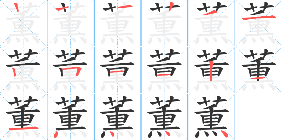 薫字的笔顺分步演示