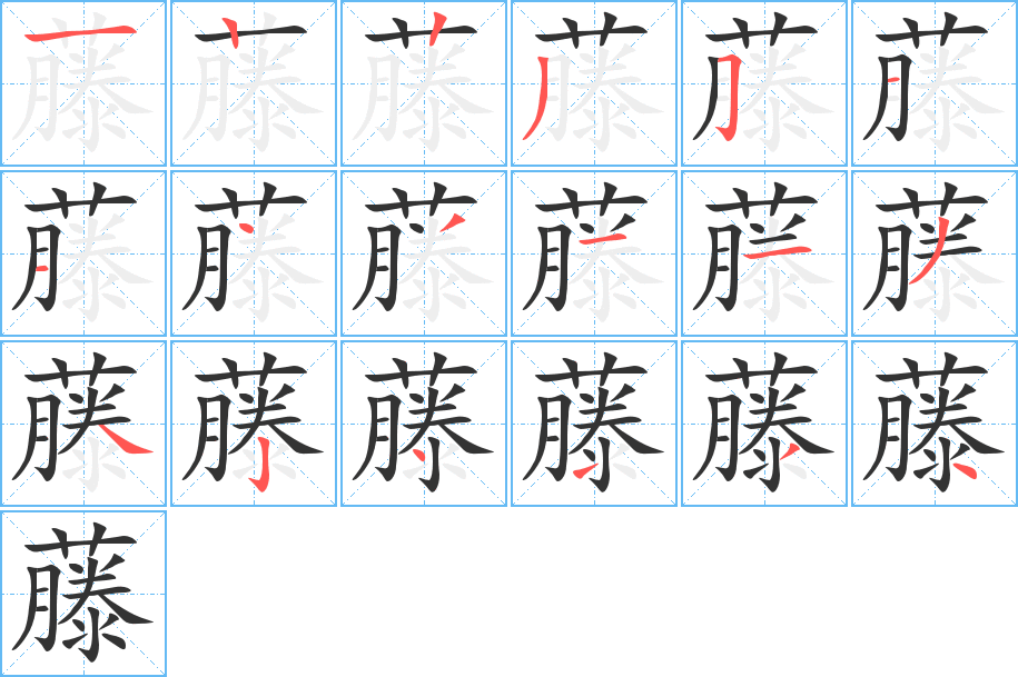 藤字的笔顺分步演示