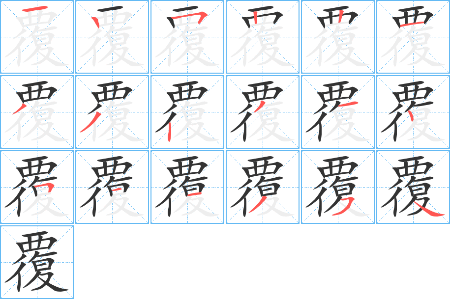 覆字的笔顺分步演示