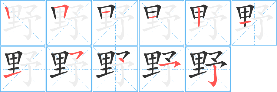 野字的笔顺分步演示