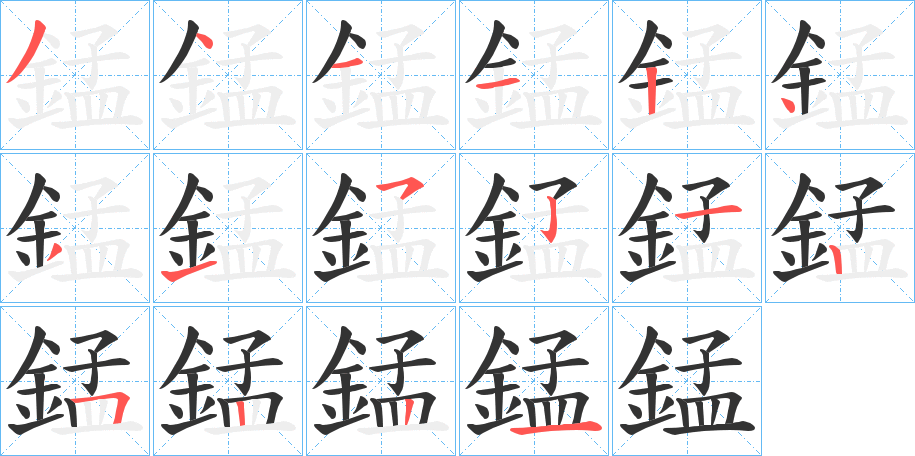 錳字的笔顺分步演示