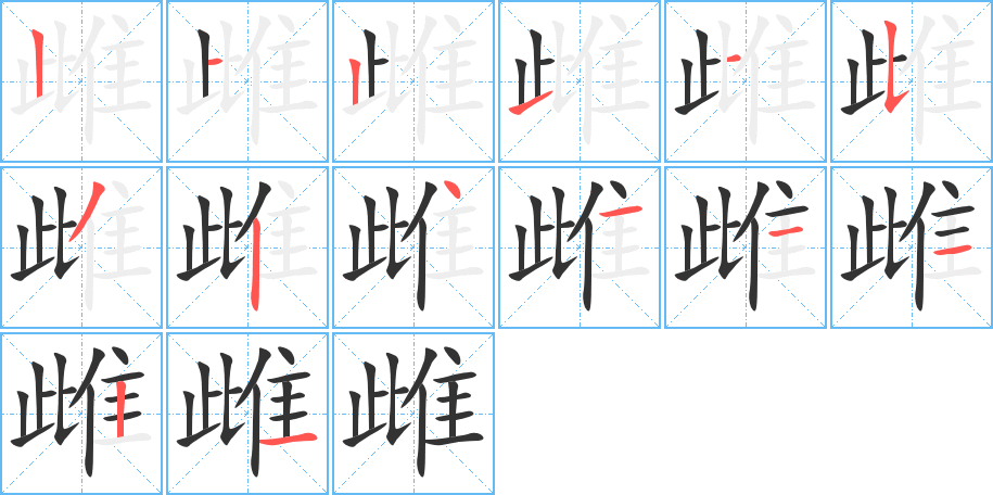 雌字的笔顺分步演示