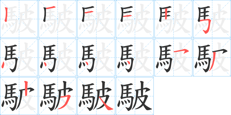 駊字的笔顺分步演示