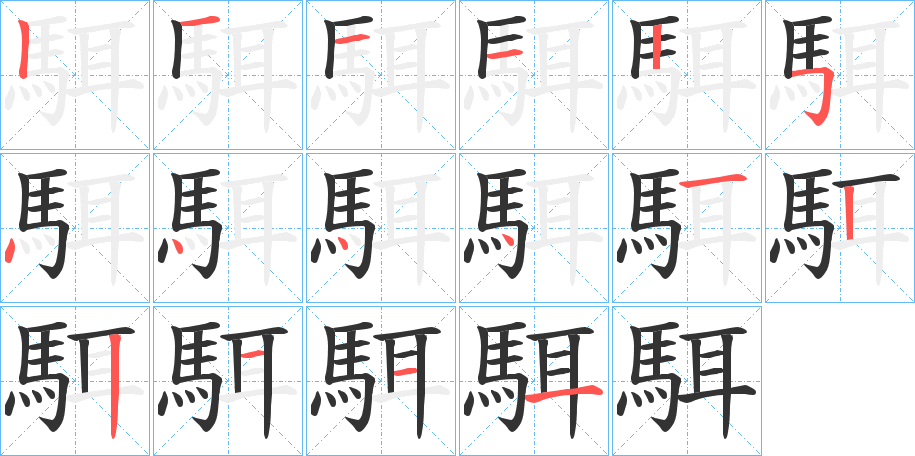 駬字的笔顺分步演示