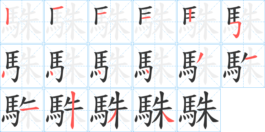 駯字的笔顺分步演示