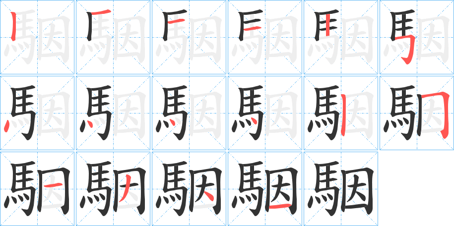 駰字的笔顺分步演示