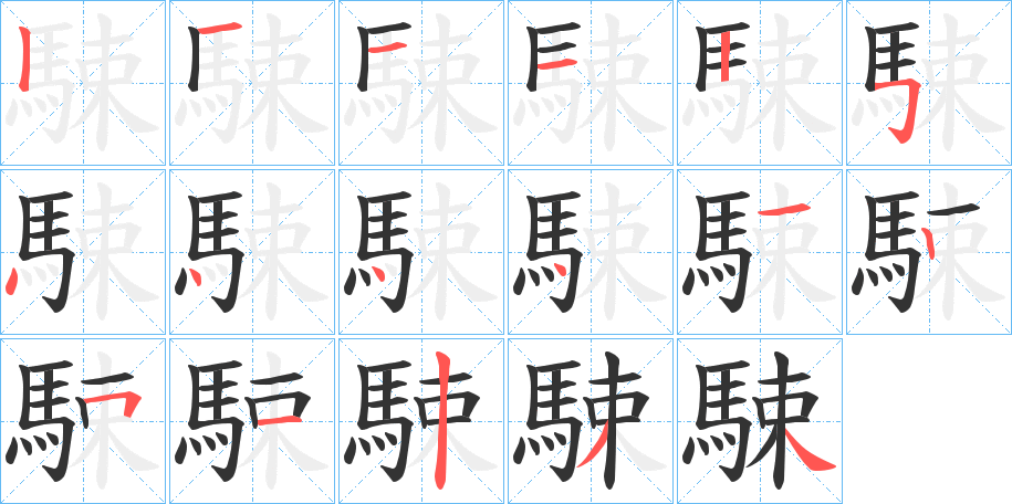 駷字的笔顺分步演示