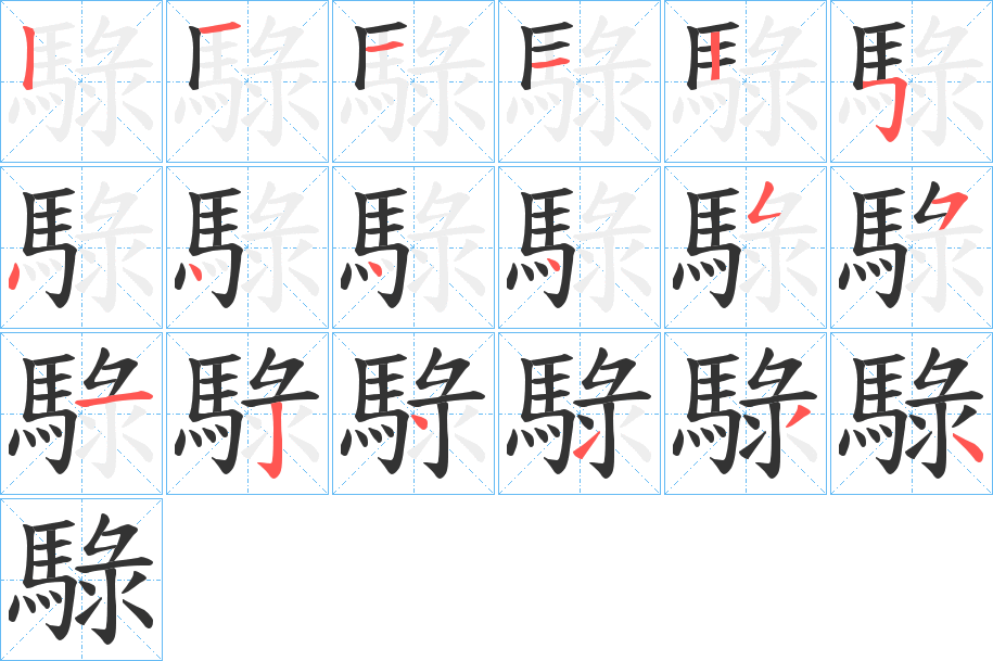 騄字的笔顺分步演示