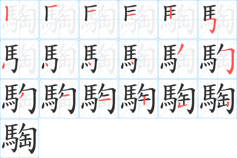 騊字的笔顺分步演示