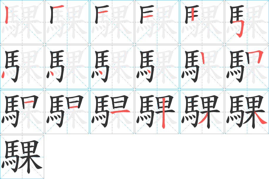 騍字的笔顺分步演示