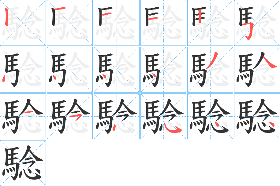 騐字的笔顺分步演示