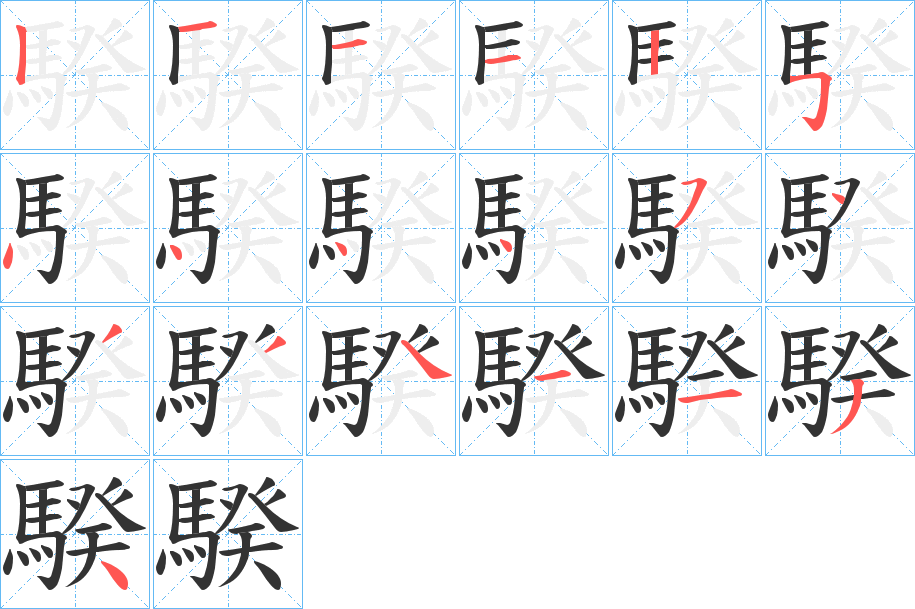 騤字的笔顺分步演示