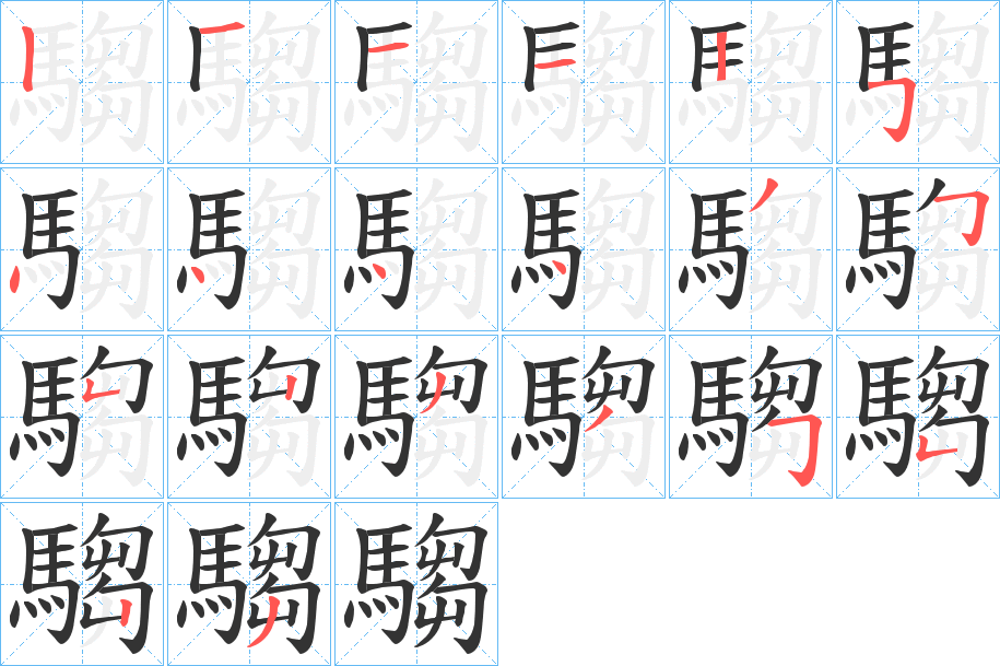 騶字的笔顺分步演示