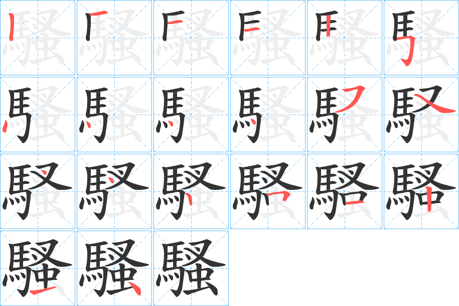 騷字的笔顺分步演示