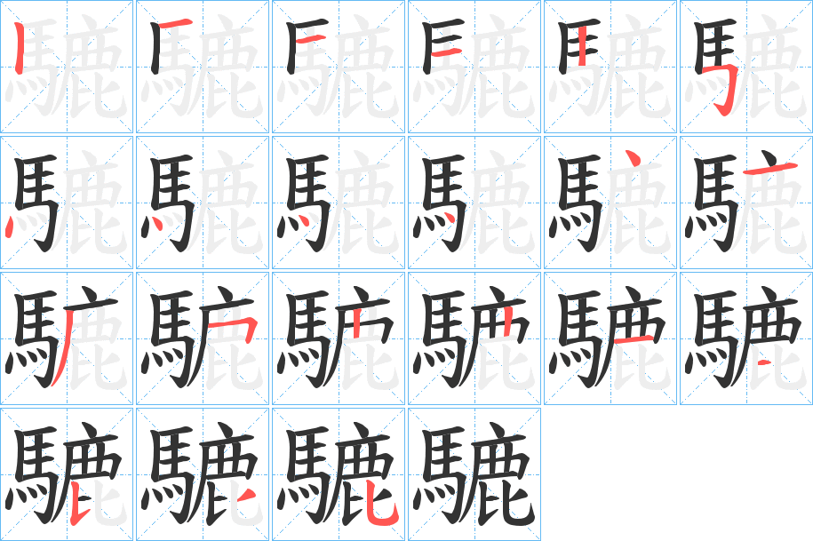 騼字的笔顺分步演示