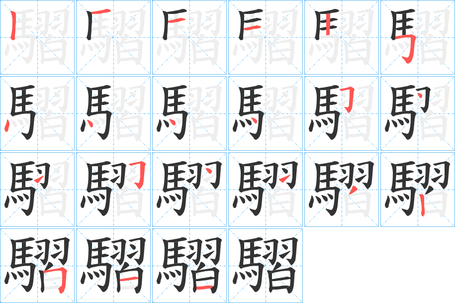 騽字的笔顺分步演示