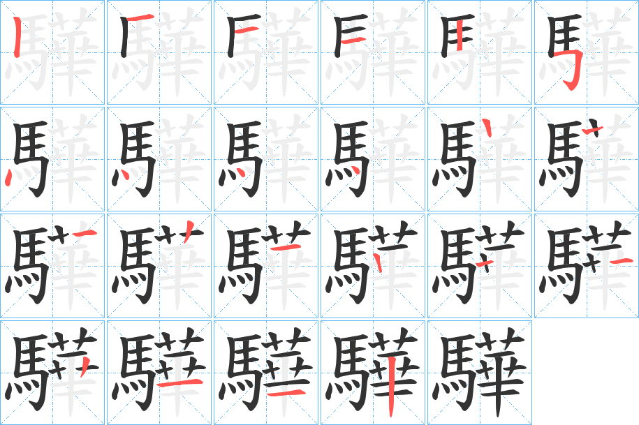 驊字的笔顺分步演示