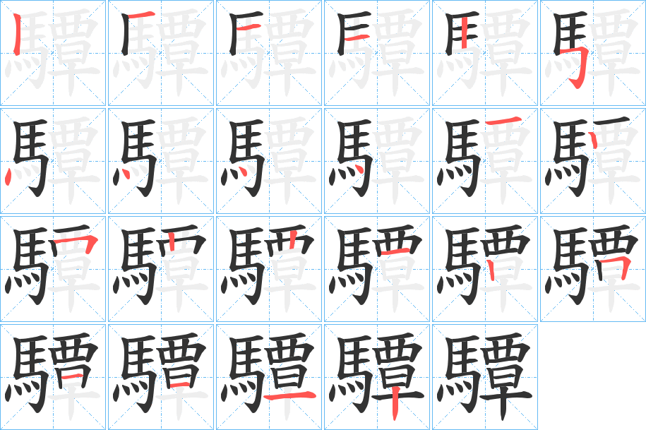 驔字的笔顺分步演示